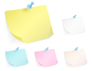 Vector illustration of post-it note with push pin stack