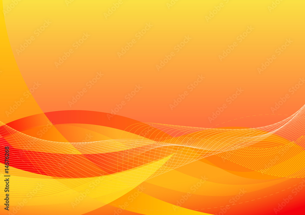 Poster abstract background made of orange splashes and curved lines