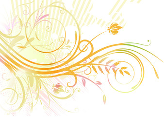 Fototapeta na wymiar Vector illustration of orange Grunge Floral Background