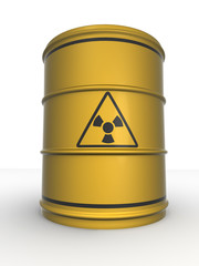 Barrel with sign Radiation. 3d