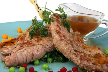 Veal Medallions with Zucchini and Cherry Tomato
