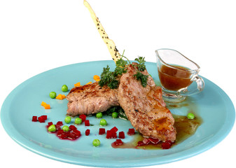 Veal Medallions with Zucchini and Cherry Tomato