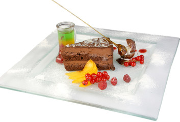 Chocolate Iced Pie with Anise, Fresh Berries mango syrup cooking