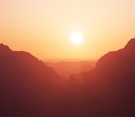 Sunset in mountains