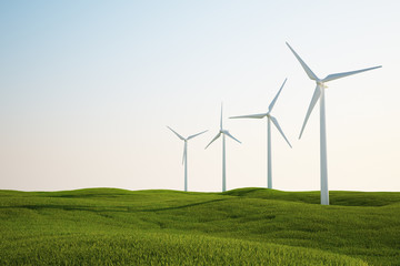 wind turbines on green grass field - 14585603