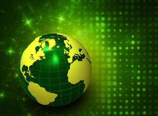 3d green globe on abstract background