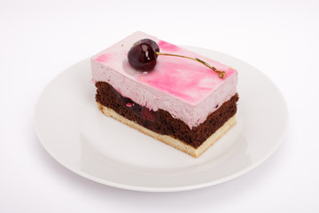 Sahnekuchen mit Kirsche