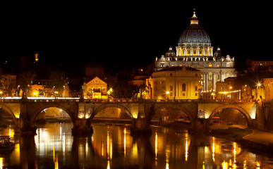 Fototapeta na wymiar st. Piotra na Watykanie w nocy