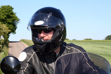 biker in black leather