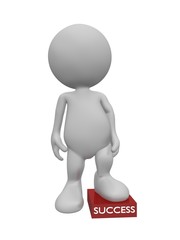 3d person standing on success block