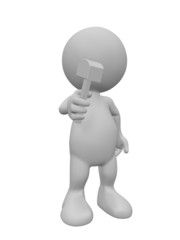 3d person holding hammer