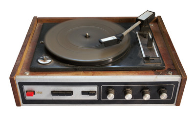 old record-player isolated on white background