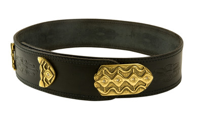 BLACK LEATHER BELT WITH DETAIL