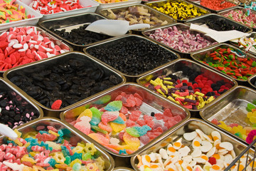 many candies in a street market