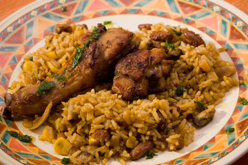 Chicken with rice and beans