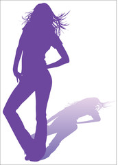 Naklejka na ściany i meble silhouette standing young woman