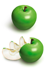 Sliced green 3D apple