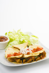delicious chicken quesadilla and fresh vegetables