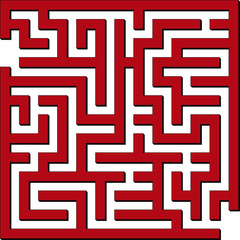 Vector illustration of Simple red maze