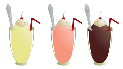 Milkshakes isolated