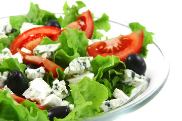 vegetable salad and danish blue cheese