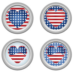 USA Stars and Stripes Buttons Fourth of July