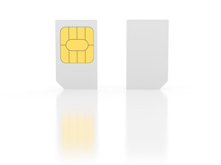 Closeup of a two sim card for cell phones