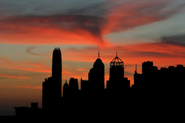 Hong Kong skyline at sunset