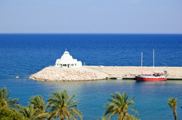 Hotel with port at Mediterranean Sea, Antalya, Turkey
