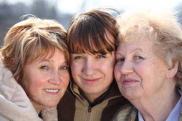 Portrait of women of three generations of one family
