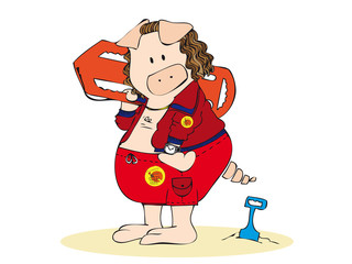 Fototapeta premium Baywatch man pig