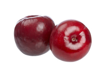 Fototapeta na wymiar Two fresh plums