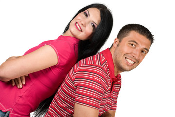 Obraz premium Beautiful happy couple with large smile