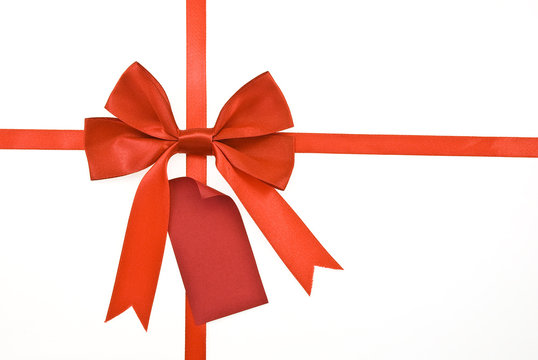 Ribbon, red bow with card