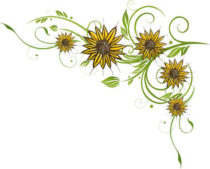 Sommer, filigrane Ranke mit Sonnenblumen