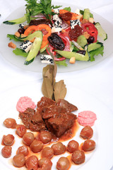 Traditional Greek rabbit stifado,