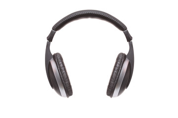 Black headphones isolated on a white background