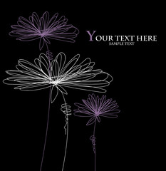 Grafische Blumen auf Schwarz