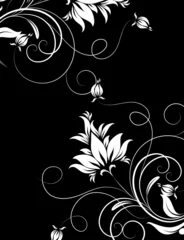 Papier Peint photo Lavable Fleurs noir et blanc Abstraction florale pour le design.
