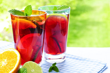 Fruit punch in glasses