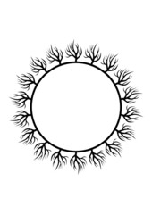 Round decorative frame with decorative trees