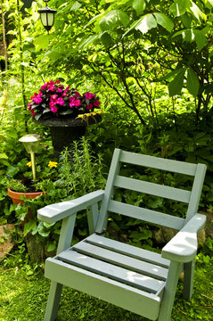 Chair in green garden