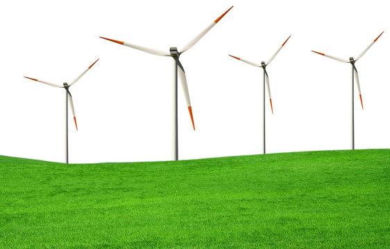 Wind Turbines on green field