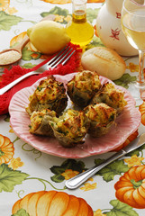 Carciofi con ripieno di ricotta e formaggio grana grattato