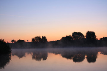 Fog above a lake