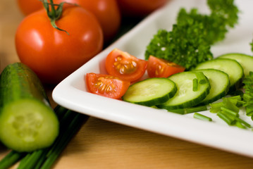 Fresh vegetables for salad