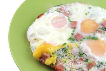 fried eggs close up on dish