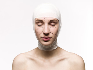 Woman prepared for a plastic surgery