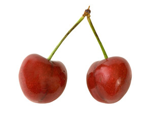 PAIR OF RED RIPE CHERRIES
