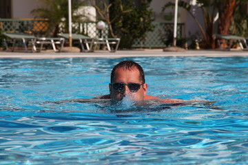 man in pool